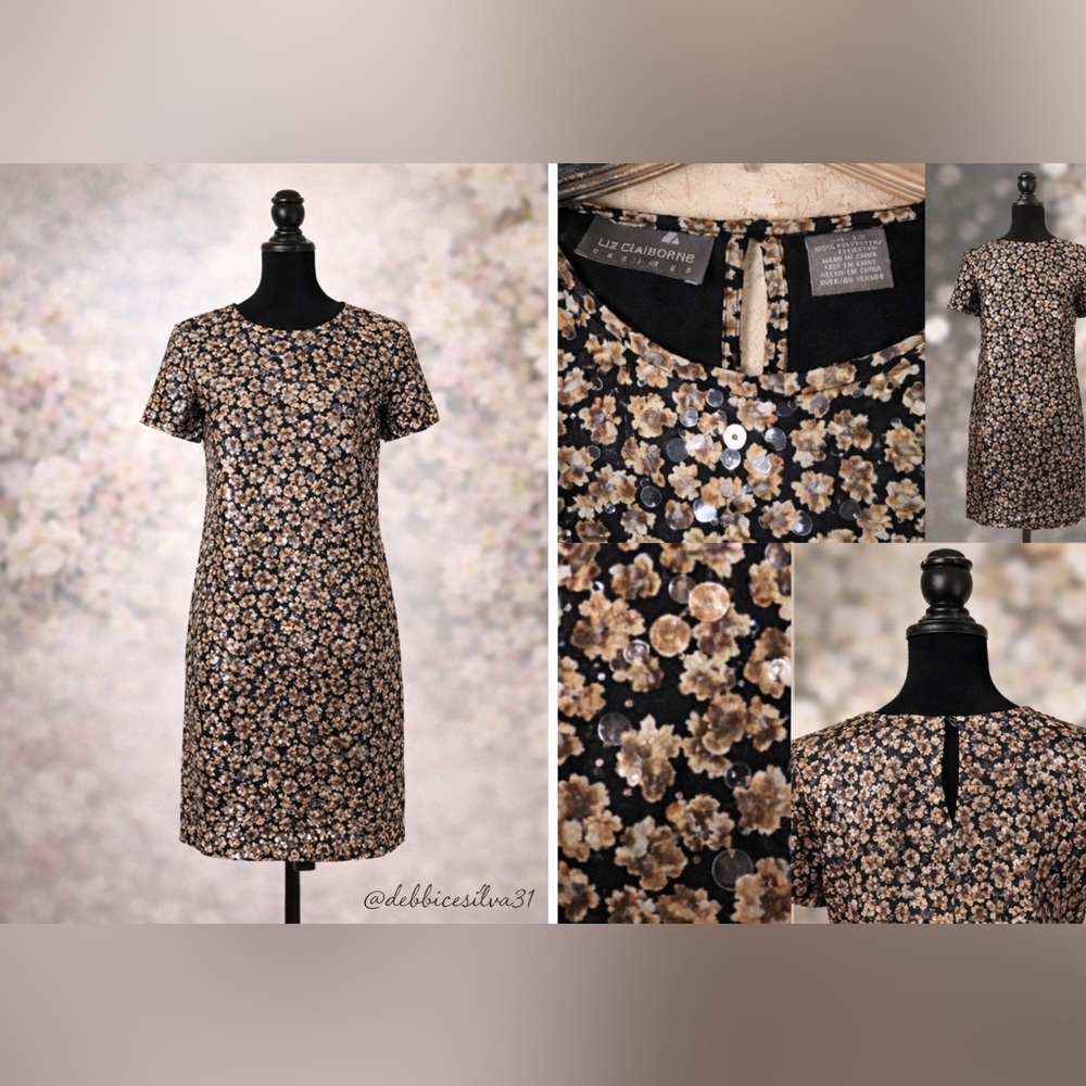 Vintage Liz Claiborne All sequenced printed dress. - Picture 6 of 7